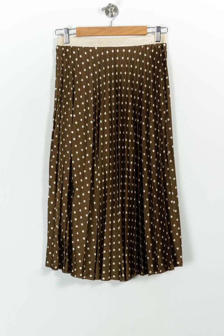 Jupe Plissée Marron et Blanche - Taille S/36 de la marque La Fée Maraboutée | PARAD89850 - Vendu par Paradigme - Image 4