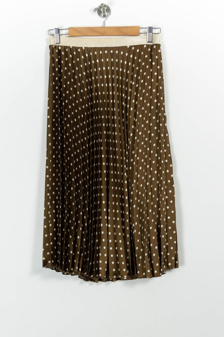 Jupe Plissée Marron et Blanche - Taille S/36 de la marque La Fée Maraboutée | PARAD89850 - Vendu par Paradigme - Image 2