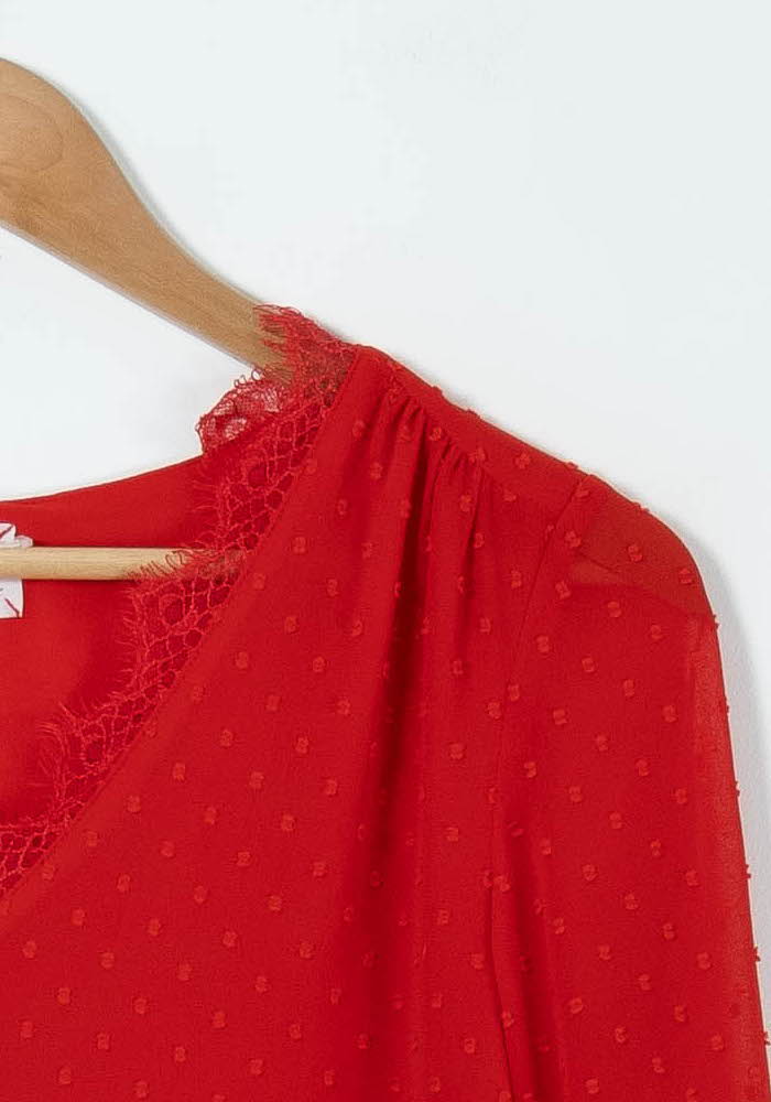 Blouse Rouge - Taille S/36 de la marque Sud express | PARAD89885 - Vendu par Paradigme - Image 3
