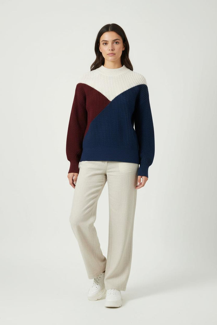 Pull Bleu Bordeaux et Écru - Taille XS/34 de la marque Caroll | PARAD89945 - Vendu par Paradigme - Image 1