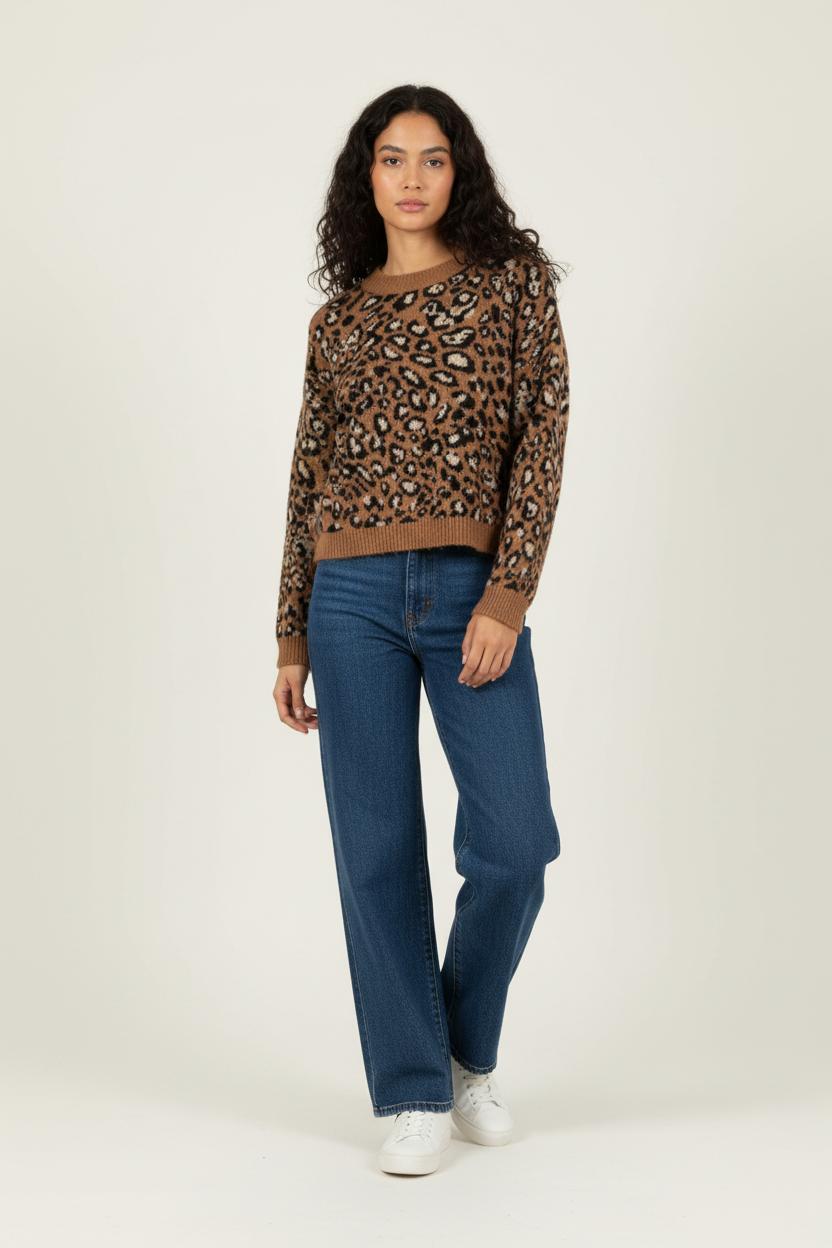 Pull Marron et Noir - Taille XS/34 de la marque La Fée Maraboutée | PARAD89946 - Vendu par Paradigme - Image 1