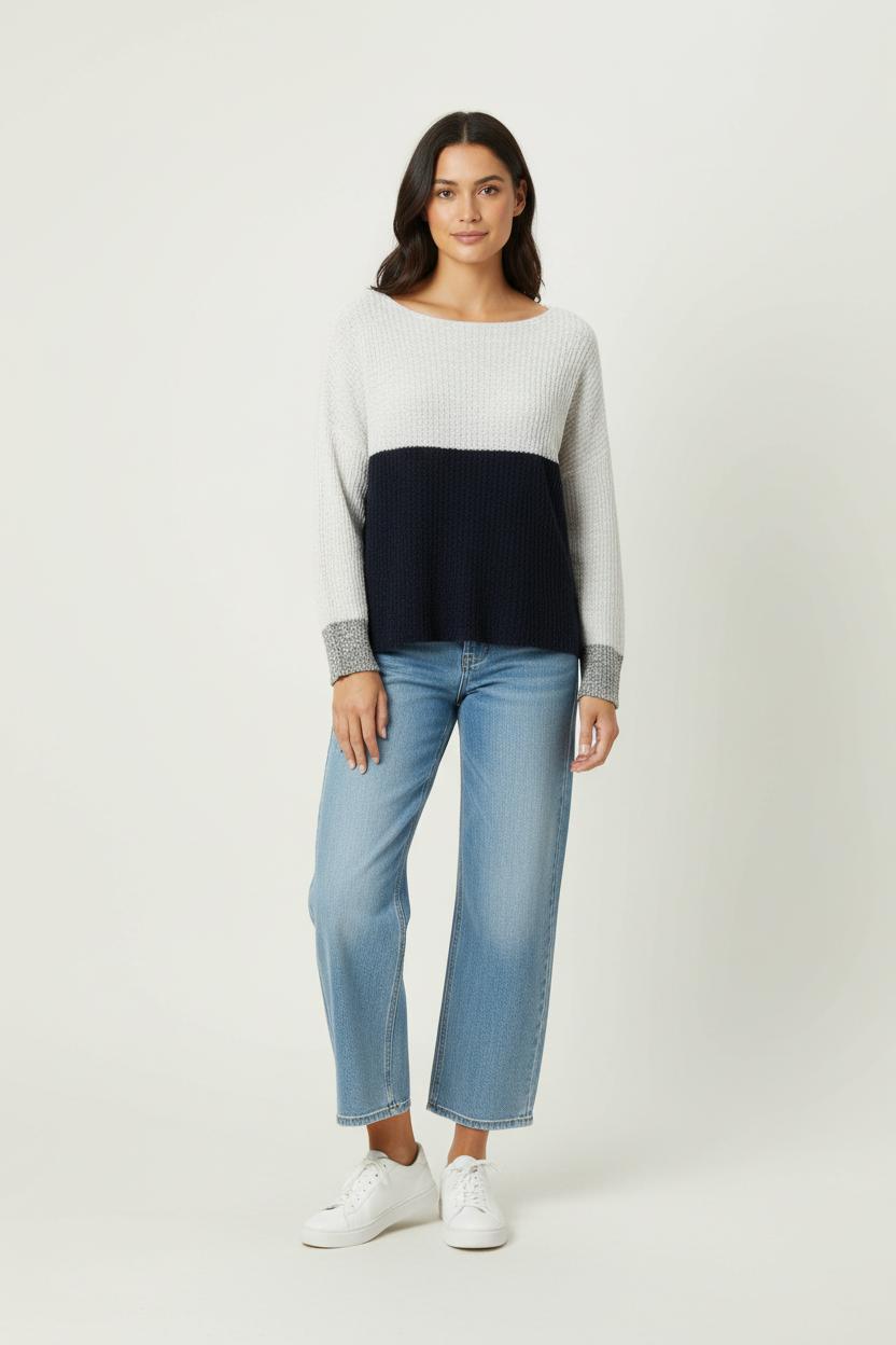 Pull Bleu et Blanc - Taille L/40 de la marque La Fée Maraboutée | PARAD89955 - Vendu par Paradigme - Image 1