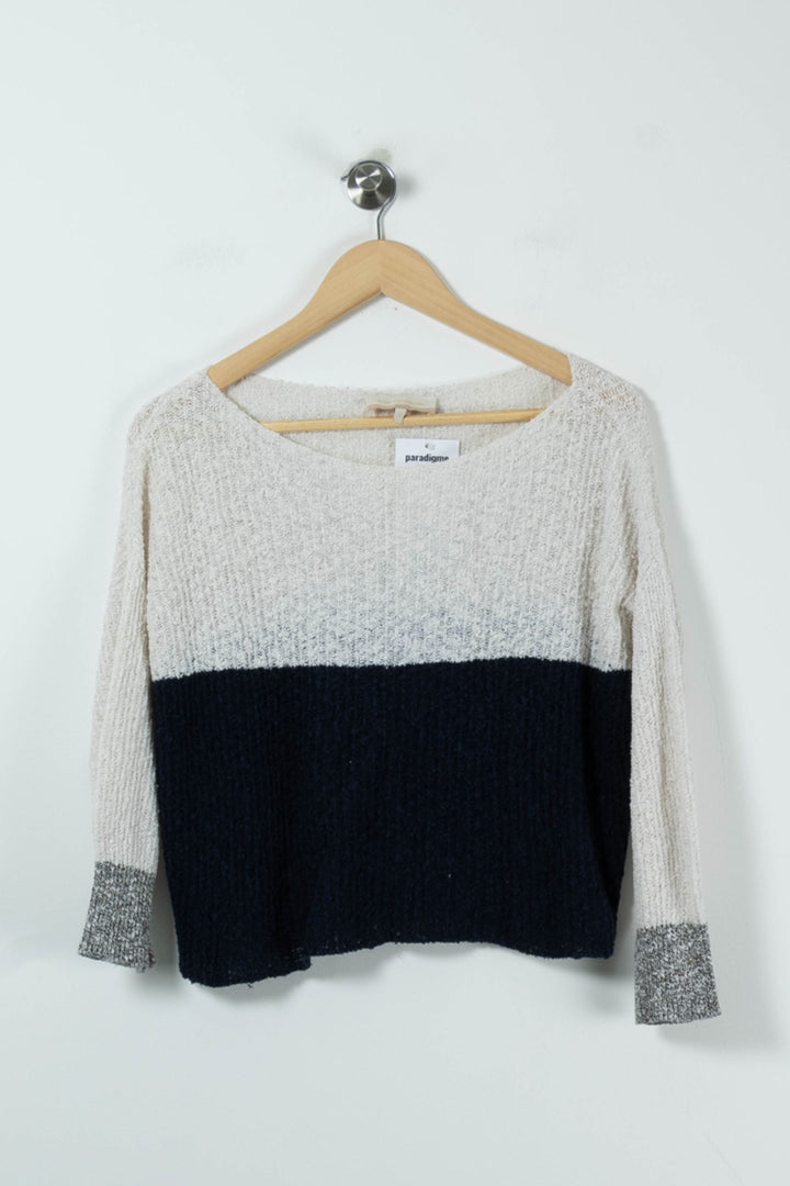 Pull Bleu et Blanc - Taille L/40 de la marque La Fée Maraboutée | PARAD89955 - Vendu par Paradigme - Image 2