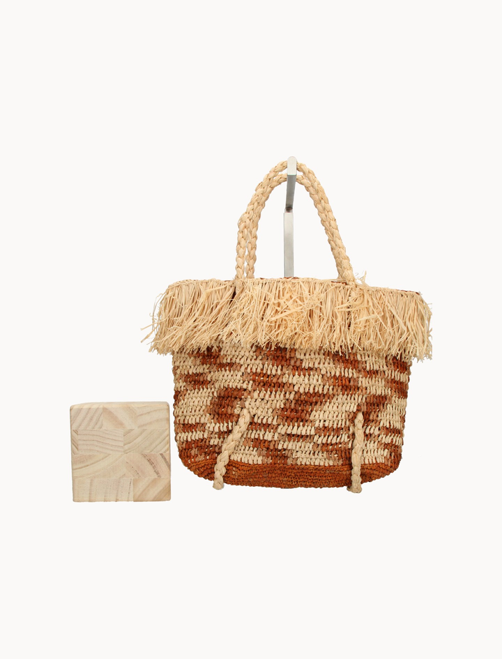 Panier en Raphia Marron et Beige - Taille T.U. de la marque Petite Mendigote | PARAD89969 - Vendu par Paradigme - Image 3