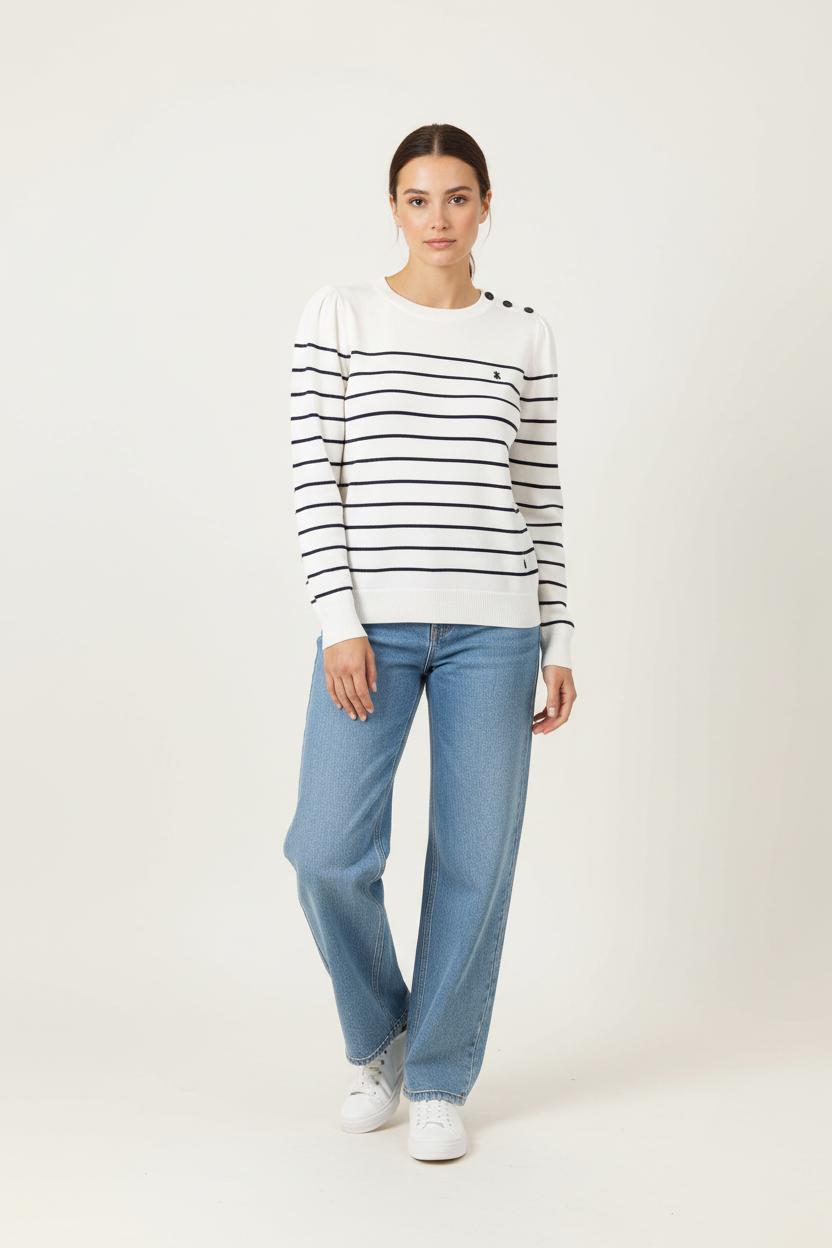 Pull Blanc et Noir - Taille XL/42 de la marque Des petits hauts | PARAD90028 - Vendu par Paradigme - Image 1