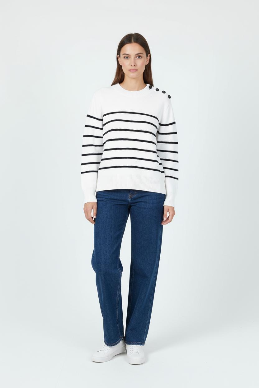 Pull Blanc et Noir - Taille L/40 de la marque Suncoo | PARAD90037 - Vendu par Paradigme - Image 1
