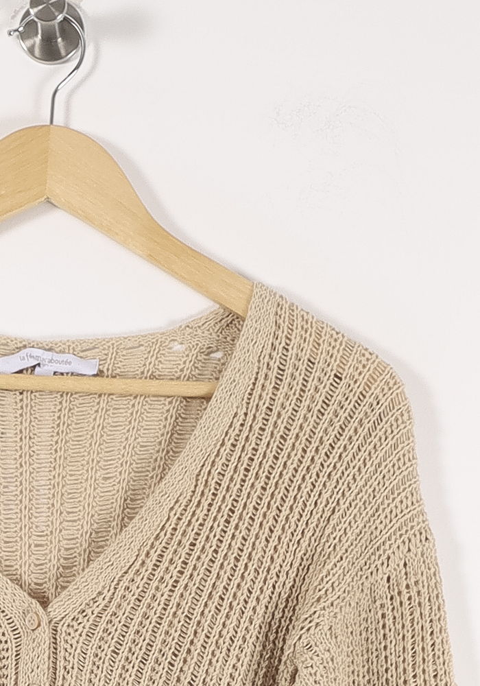 Cardigan Beige - Taille S/36 de la marque La Fée Maraboutée | PARAD90045 - Vendu par Paradigme - Image 3