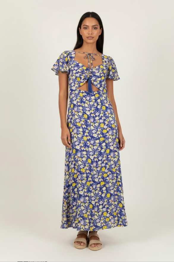 Robe Longue Bleue et Jaune - Taille L/40 de la marque Karl Marc John | PARAD90055 - Vendu par Paradigme - Image 1