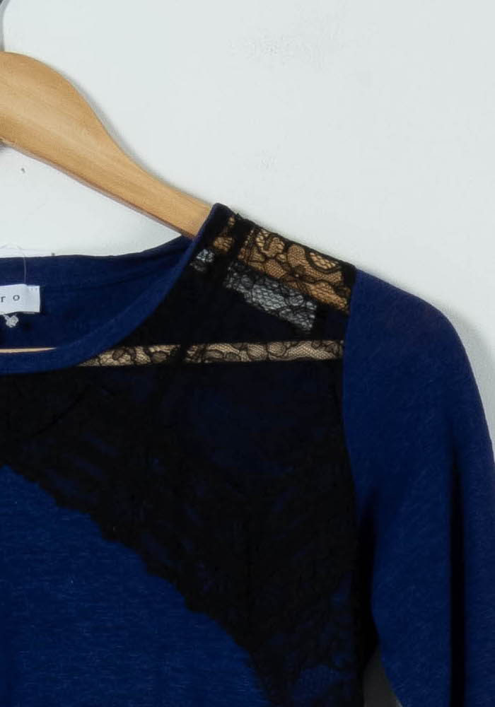 T-shirt Bleu et Noir - Taille S/36 de la marque Sandro | PARAD90091 - Vendu par Paradigme - Image 3