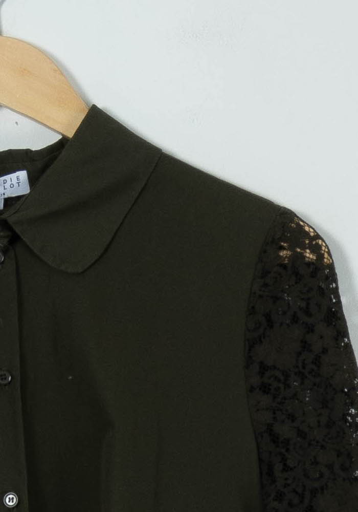 Robe Chemise Verte et Noire - Taille L/40 de la marque Claudie Pierlot | PARAD90094 - Vendu par Paradigme - Image 3