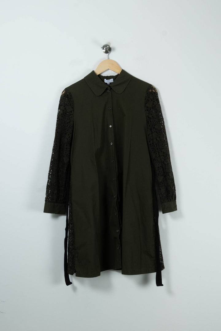 Robe Chemise Verte et Noire - Taille L/40 de la marque Claudie Pierlot | PARAD90094 - Vendu par Paradigme - Image 2