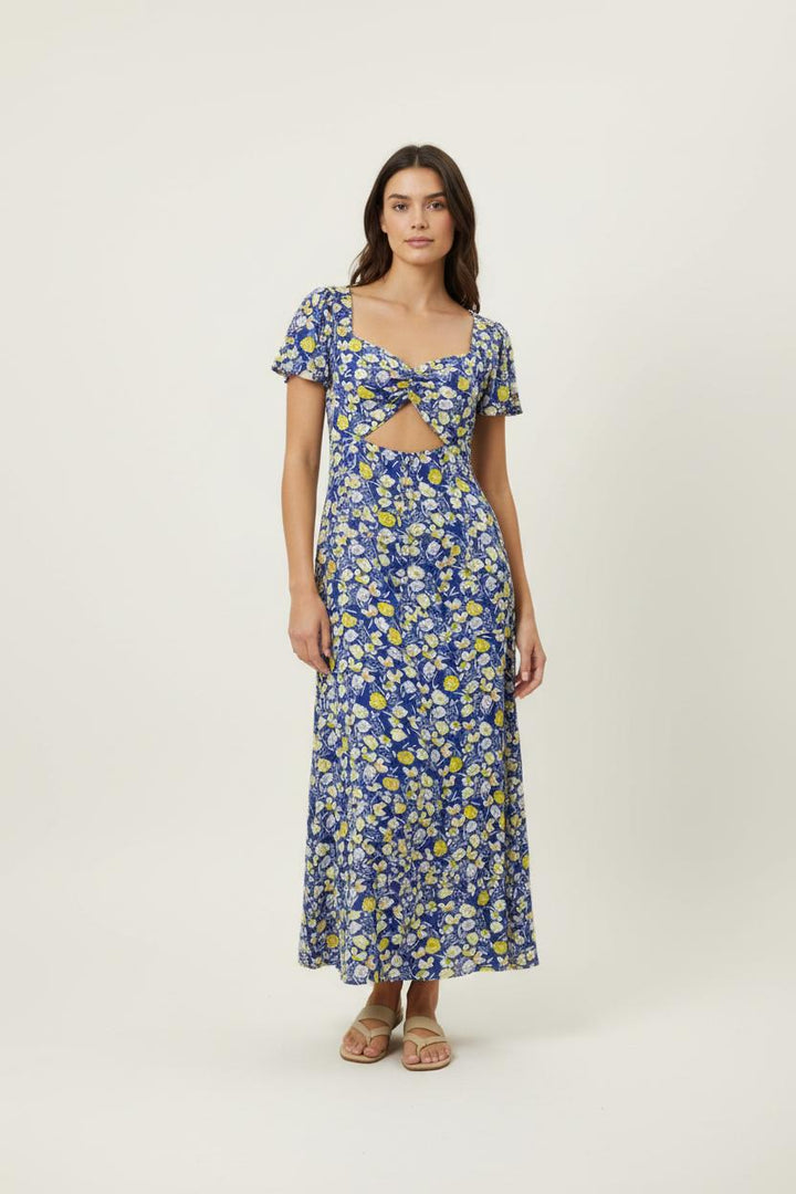 Robe Longue Fleurie Bleu et Jaune - Taille S/36 de la marque Karl Marc John | PARAD90113 - Vendu par Paradigme - Image 1