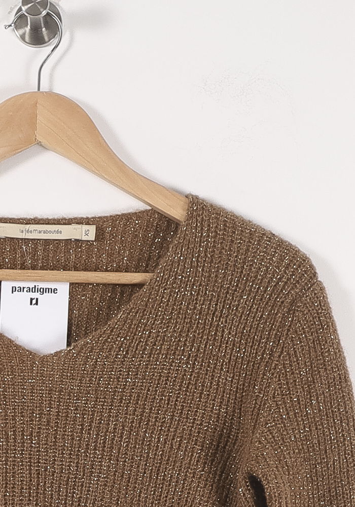 Pull Marron - Taille XS/34 de la marque La Fée Maraboutée | PARAD90126 - Vendu par Paradigme - Image 3