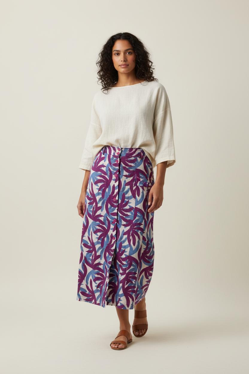 Jupe Longue Violette et Bleue - Taille M/38 de la marque La Fée Maraboutée | PARAD90143 - Vendu par Paradigme - Image 1
