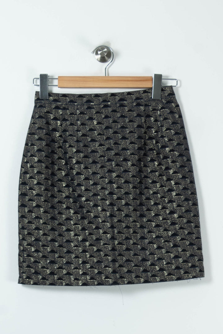 Jupe Droite Noir et Doré - Taille S/36 de la marque Des petits hauts | PARAD90155 - Vendu par Paradigme - Image 2