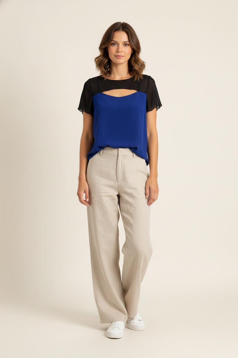 Blouse Bleu et Noire - Taille M/38 de la marque Sandro | PARAD90162 - Vendu par Paradigme - Image 1
