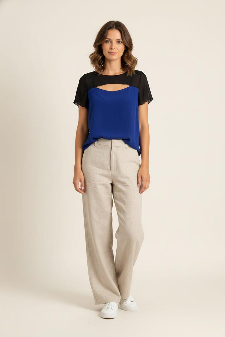 Blouse Bleu et Noire - Taille M/38 de la marque Sandro | PARAD90162 - Vendu par Paradigme - Image 1