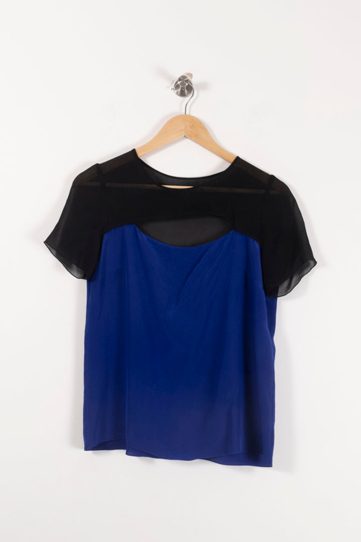 Blouse Bleu et Noire - Taille M/38 de la marque Sandro | PARAD90162 - Vendu par Paradigme - Image 2