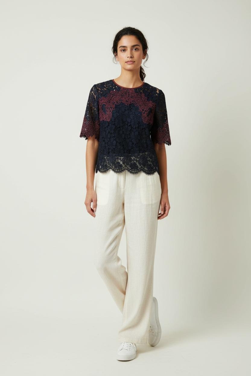Blouse Bleu et Bordeaux - Taille S/36 de la marque Sandro | PARAD90164 - Vendu par Paradigme - Image 1
