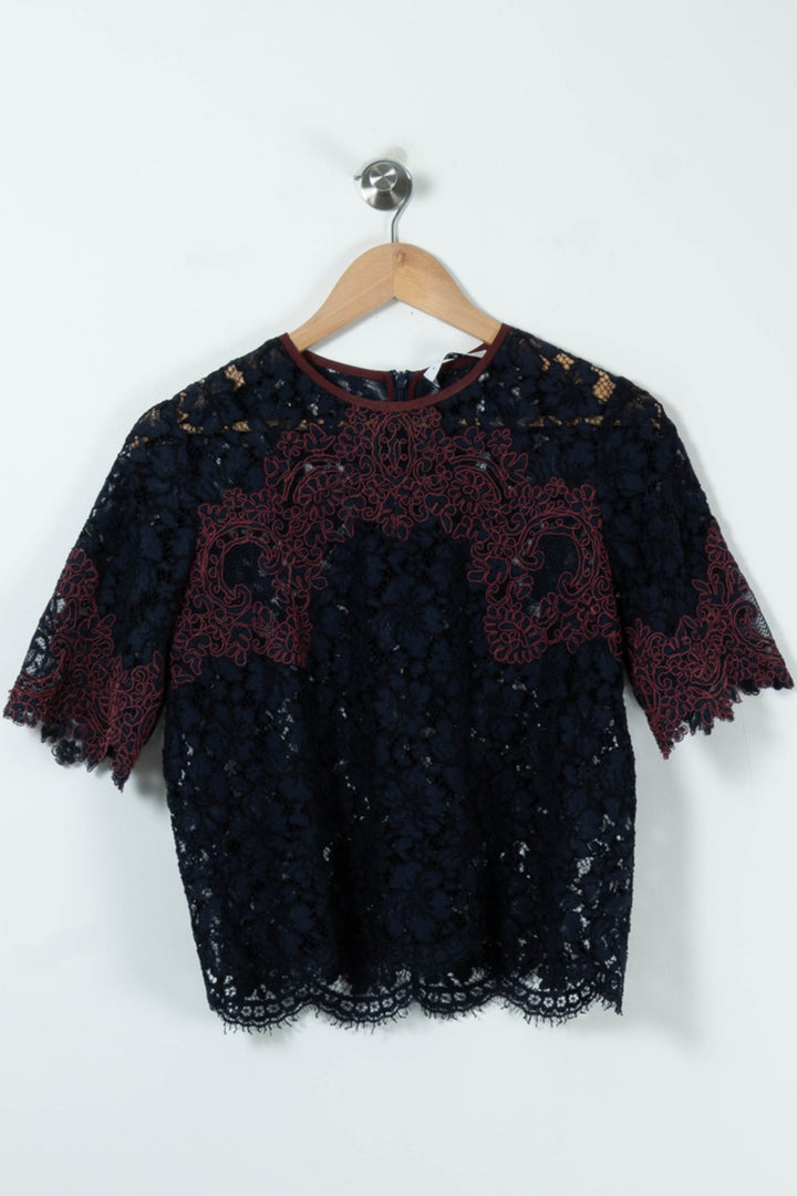 Blouse Bleu et Bordeaux - Taille S/36 de la marque Sandro | PARAD90164 - Vendu par Paradigme - Image 2