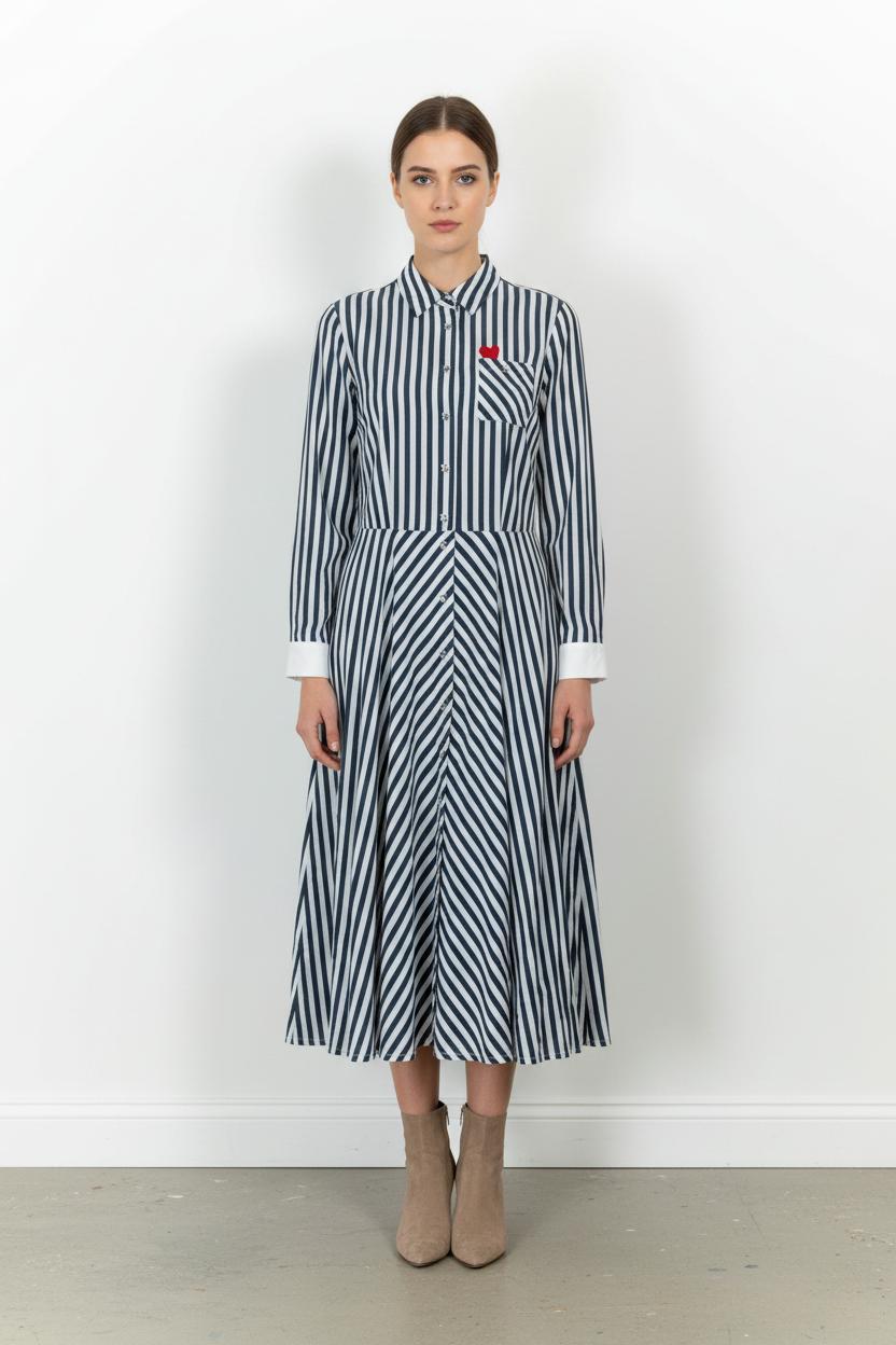 Robe Chemise Rayée Bleue et Blanche - Taille S/36 de la marque Weill | PARAD90223 - Vendu par Paradigme - Image 1