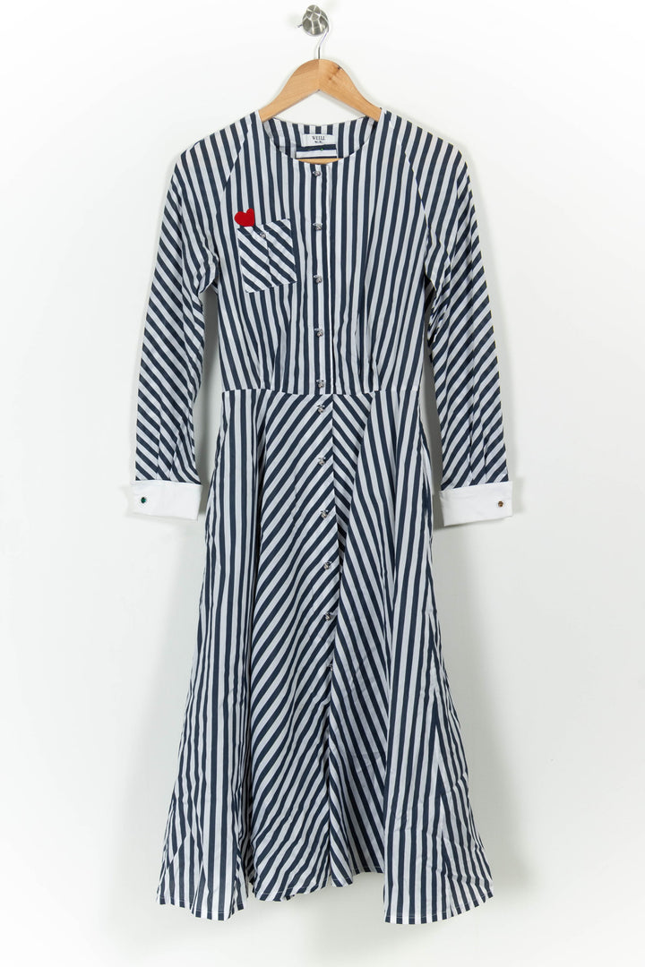 Robe Chemise Rayée Bleue et Blanche - Taille S/36 de la marque Weill | PARAD90223 - Vendu par Paradigme - Image 2