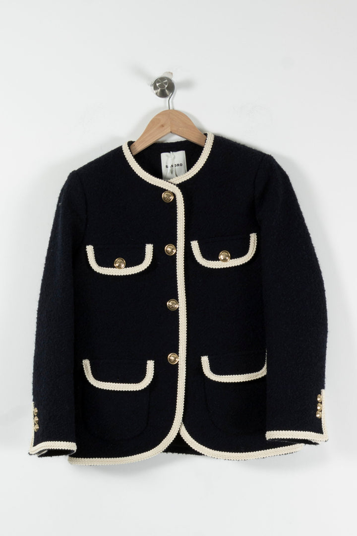 Veste Bleu et Blanc - Taille XS/34 de la marque Sandro | PARAD90233 - Vendu par Paradigme - Image 2