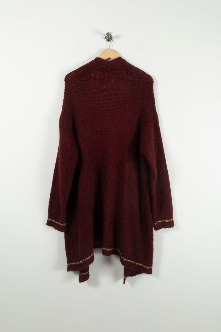 Cardigan Bordeaux - Taille L/40 de la marque La Fée Maraboutée | PARAD90279 - Vendu par Paradigme - Image 4