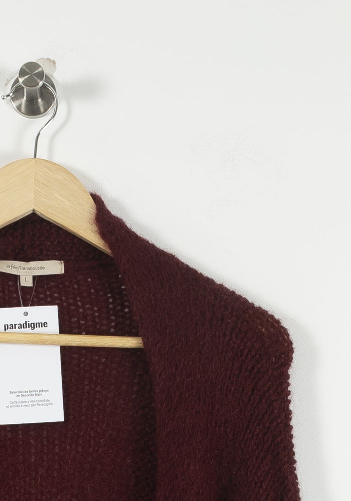 Cardigan Bordeaux - Taille L/40 de la marque La Fée Maraboutée | PARAD90279 - Vendu par Paradigme - Image 3