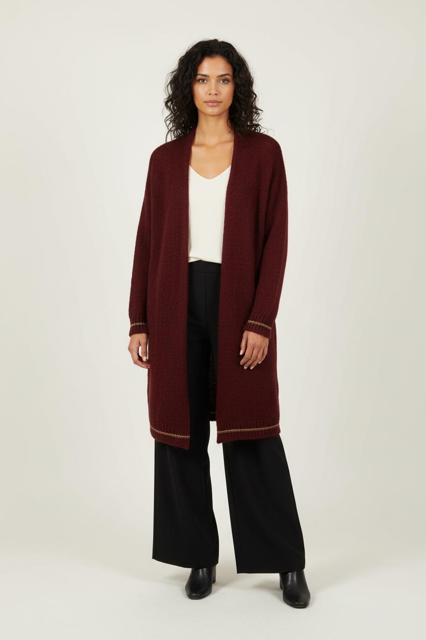 Cardigan Bordeaux - Taille L/40 de la marque La Fée Maraboutée | PARAD90279 - Vendu par Paradigme - Image 1