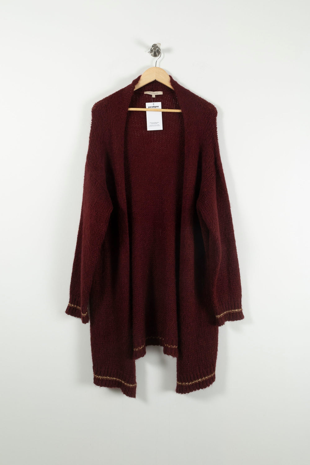 Cardigan Bordeaux - Taille L/40 de la marque La Fée Maraboutée | PARAD90279 - Vendu par Paradigme - Image 2