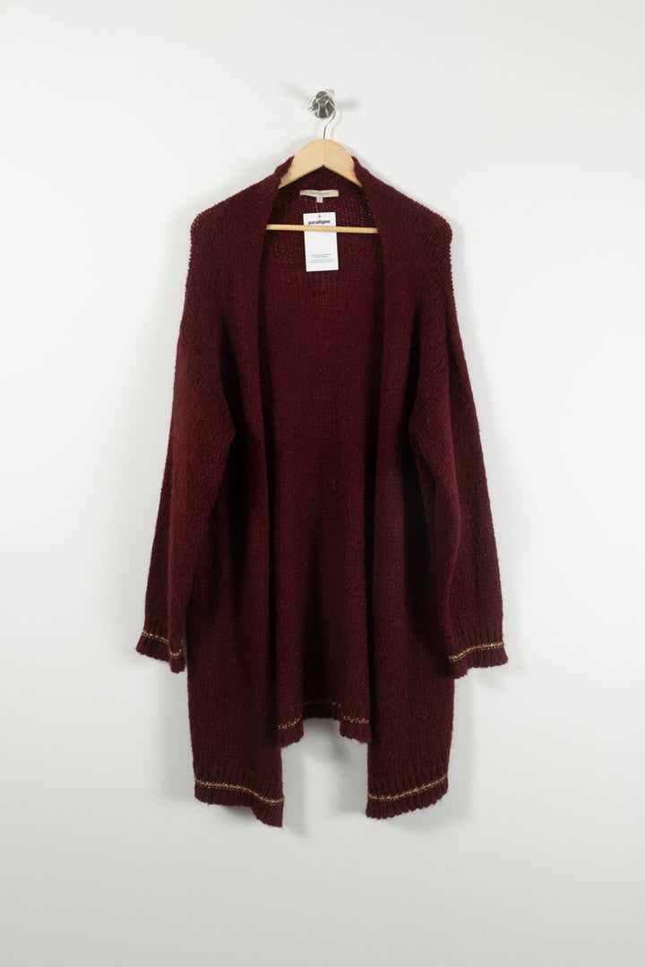Cardigan Bordeaux - Taille L/40 de la marque La Fée Maraboutée | PARAD90279 - Vendu par Paradigme - Image 2