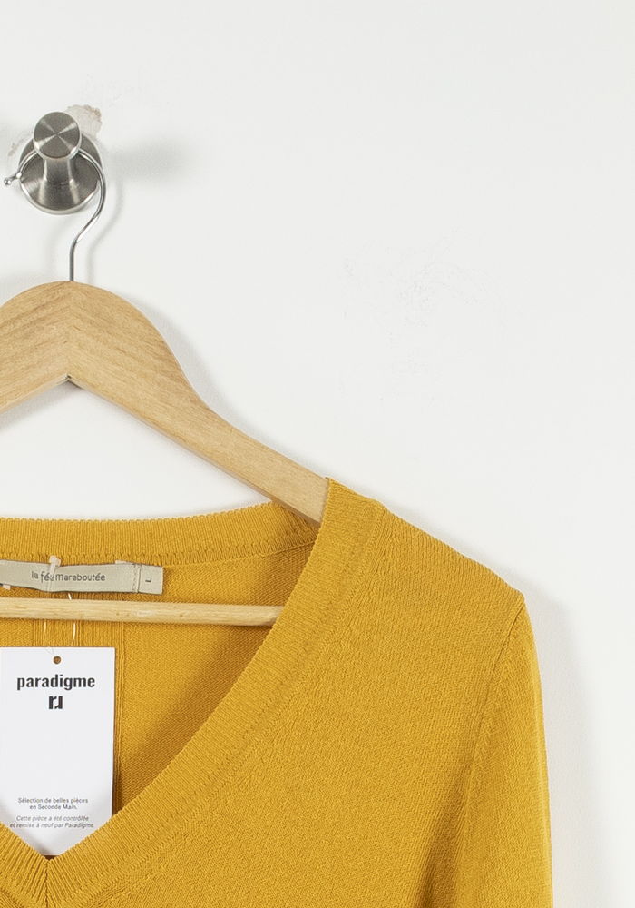 Pull Jaune - Taille L/40 de la marque La Fée Maraboutée | PARAD90287 - Vendu par Paradigme - Image 3