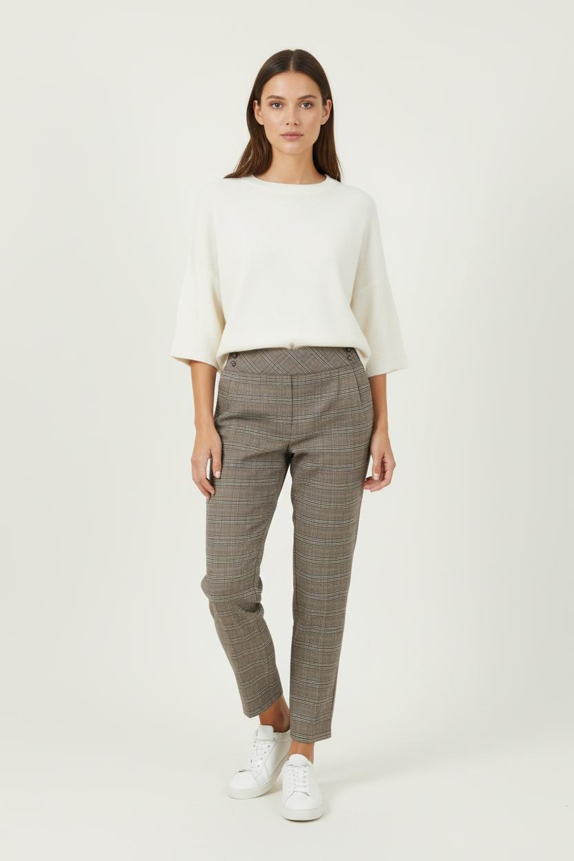 Pantalon Carreaux Marron - Taille L/40 de la marque Kookai | PARAD90290 - Vendu par Paradigme - Image 1