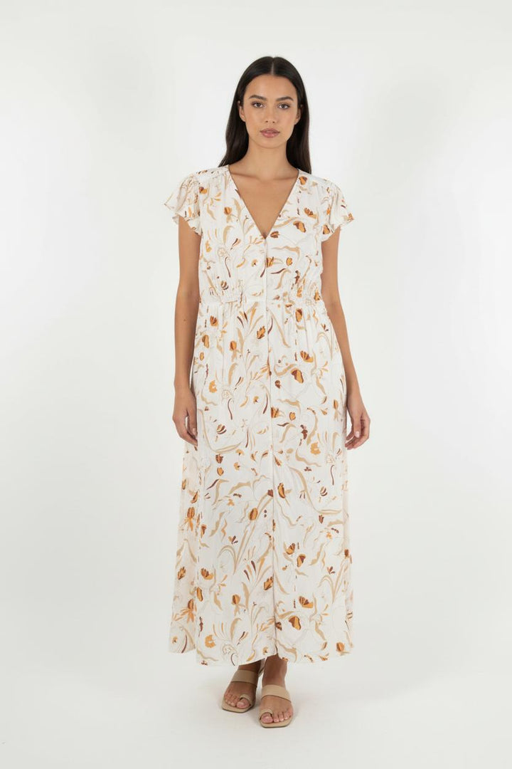 Robe Longue Blanche et Marron - Taille L/40 de la marque Comptoir des Cotonniers | PARAD90294 - Vendu par Paradigme - Image 1