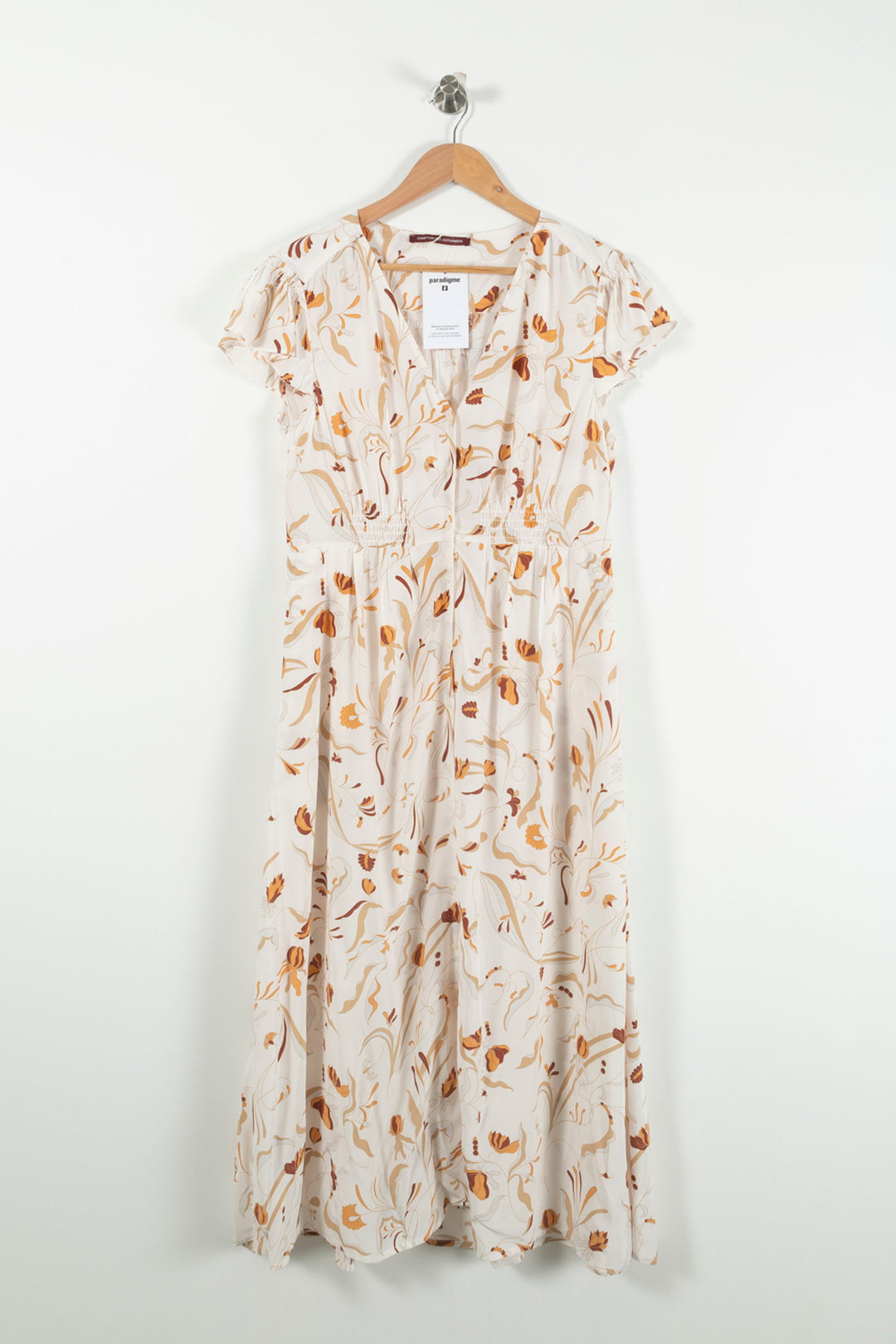Robe Longue Blanche et Marron - Taille L/40 de la marque Comptoir des Cotonniers | PARAD90294 - Vendu par Paradigme - Image 2