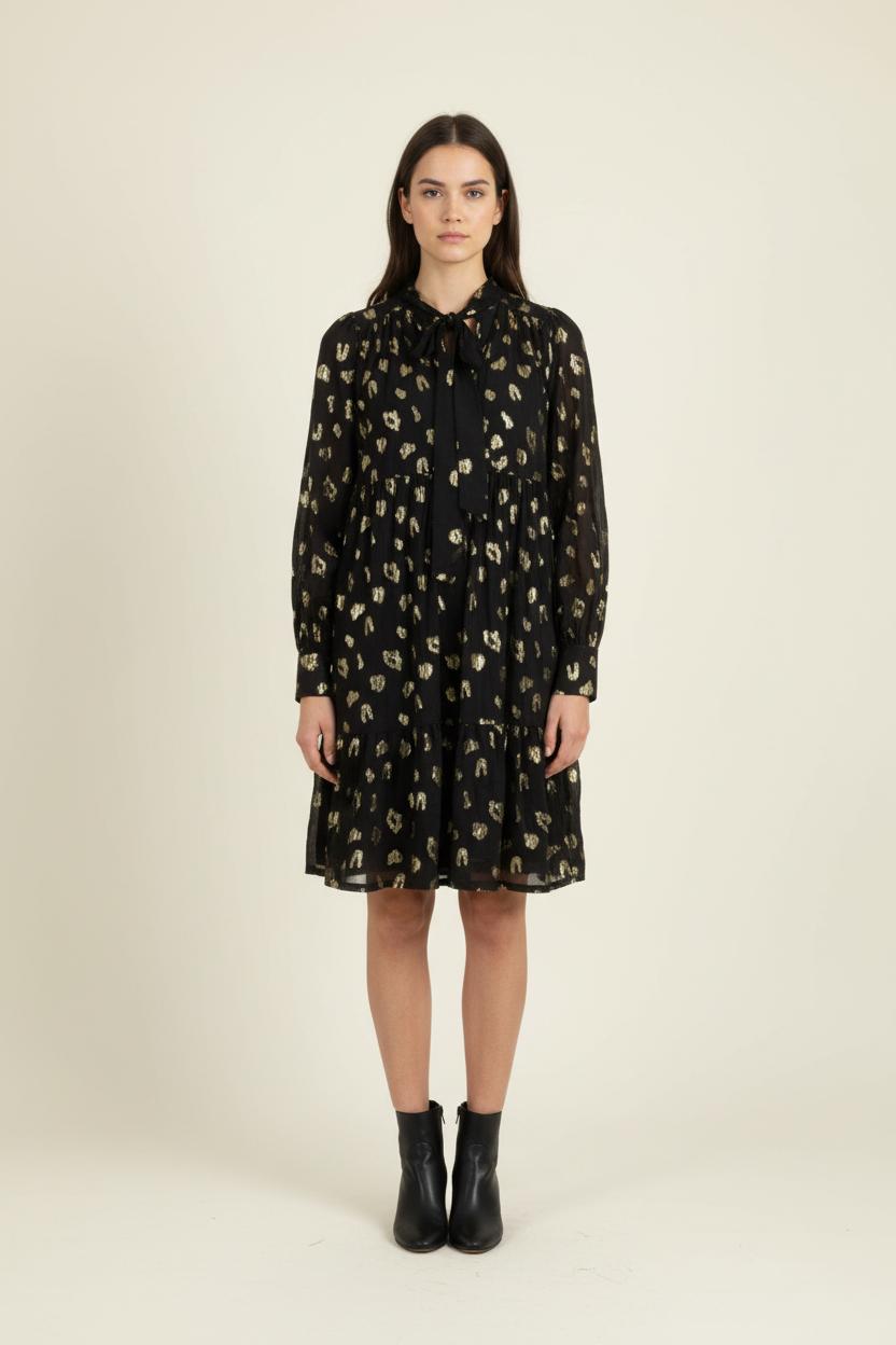 Robe Midi Noire et Dorée - Taille XS/34 de la marque Opullence | PARAD90328 - Vendu par Paradigme - Image 1