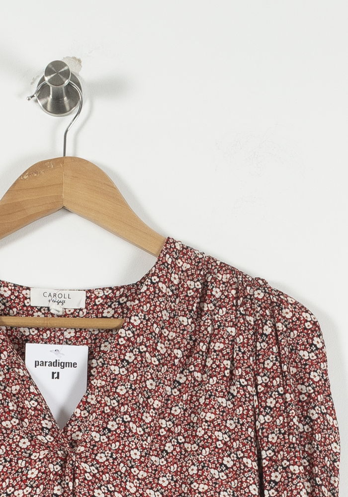 Robe Fleurie Rouge et Blanche - Taille S/36 de la marque Caroll | PARAD90339 - Vendu par Paradigme - Image 3