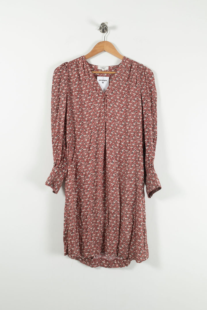 Robe Fleurie Rouge et Blanche - Taille S/36 de la marque Caroll | PARAD90339 - Vendu par Paradigme - Image 2