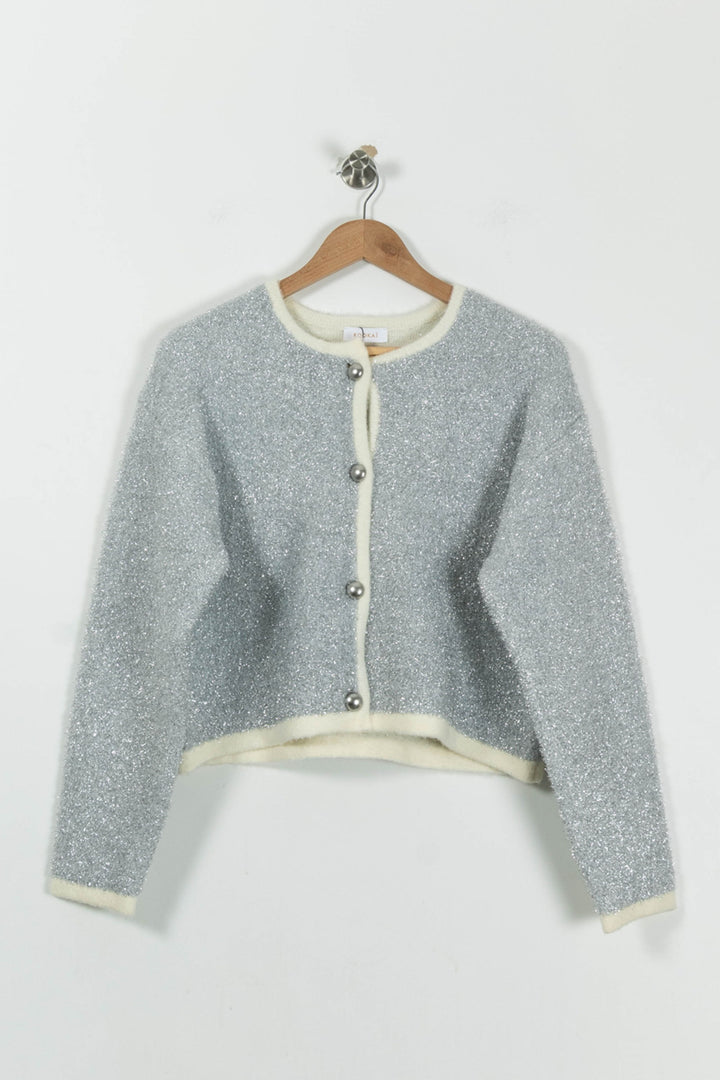 Gilet Gris et Blanc - Taille M/38 de la marque Kookai | PARAD90378 - Vendu par Paradigme - Image 2