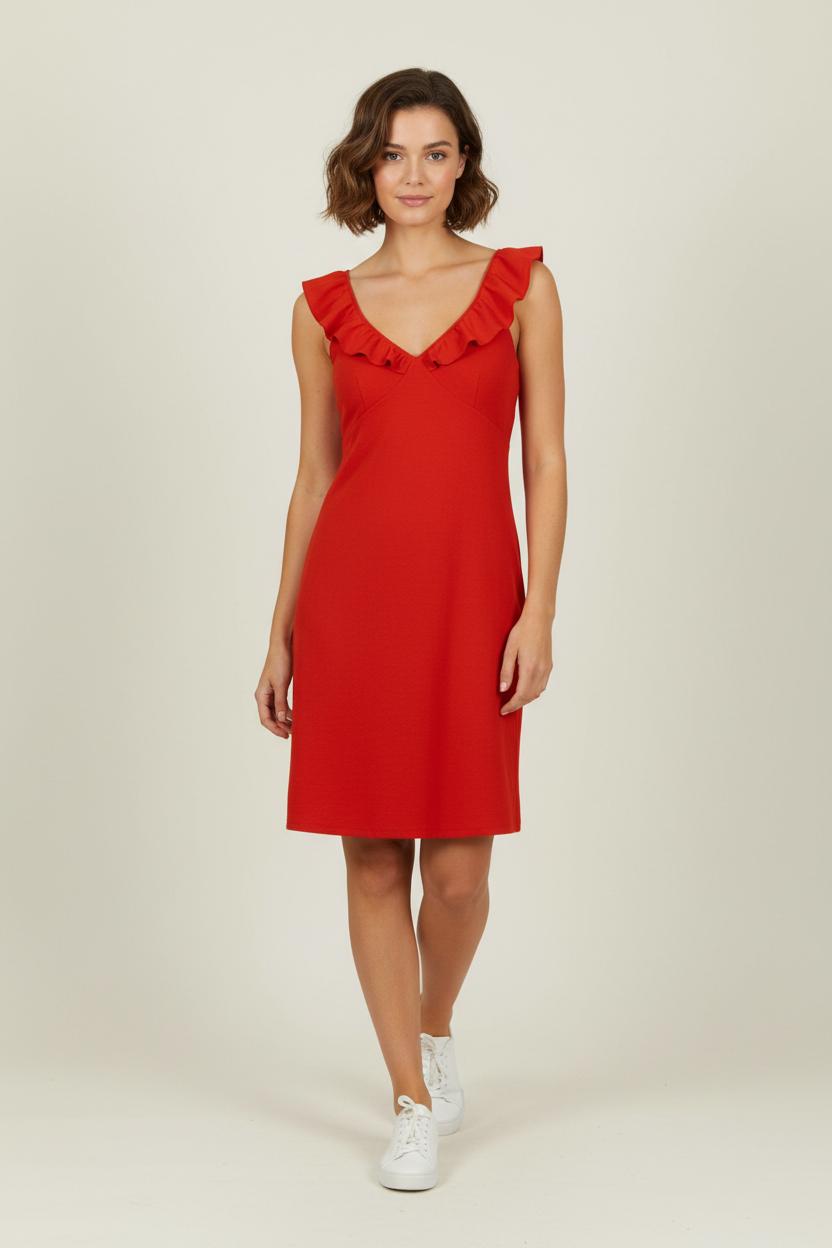 Robe Volantée Rouge - Taille M/38 de la marque Sézane | PARAD90408 - Vendu par Paradigme - Image 1