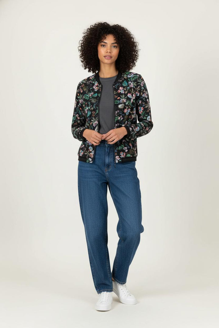 Blouson Noir à Motifs Floraux - Taille XS/34 de la marque One Step | PARAD90417 - Vendu par Paradigme - Image 1