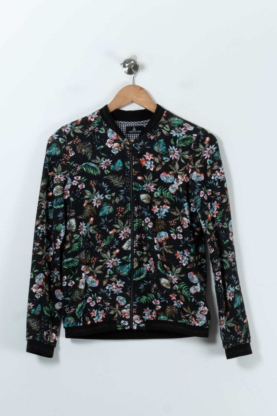 Blouson Noir à Motifs Floraux - Taille XS/34 de la marque One Step | PARAD90417 - Vendu par Paradigme - Image 2