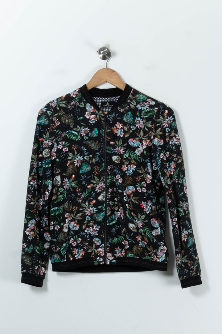 Blouson Noir à Motifs Floraux - Taille XS/34 de la marque One Step | PARAD90417 - Vendu par Paradigme - Image 2