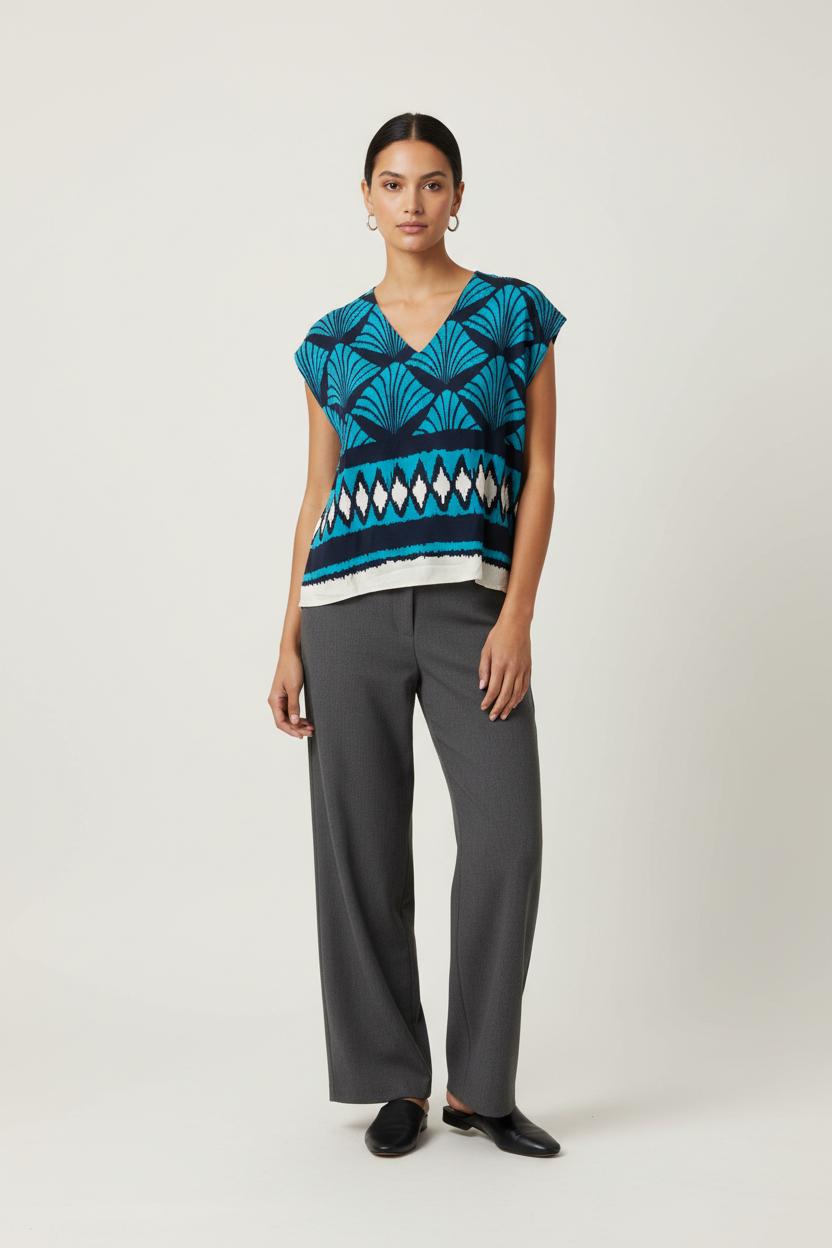 Blouse Bleue et Blanche - Taille S/36 de la marque La Fée Maraboutée | PARAD90442 - Vendu par Paradigme - Image 1