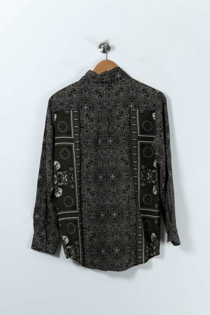 Chemisier Vert et Noir - Taille M/38 de la marque La Fée Maraboutée | PARAD90443 - Vendu par Paradigme - Image 4