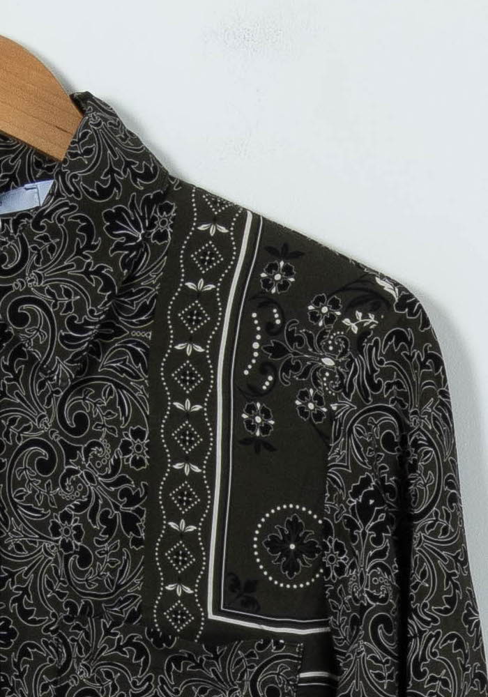 Chemisier Vert et Noir - Taille M/38 de la marque La Fée Maraboutée | PARAD90443 - Vendu par Paradigme - Image 3