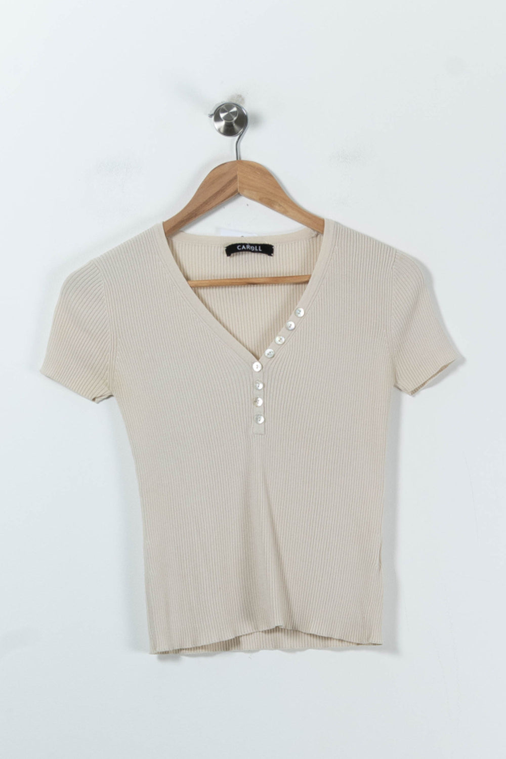 T-shirt Beige - Taille S/36 de la marque Caroll | PARAD90457 - Vendu par Paradigme - Image 2