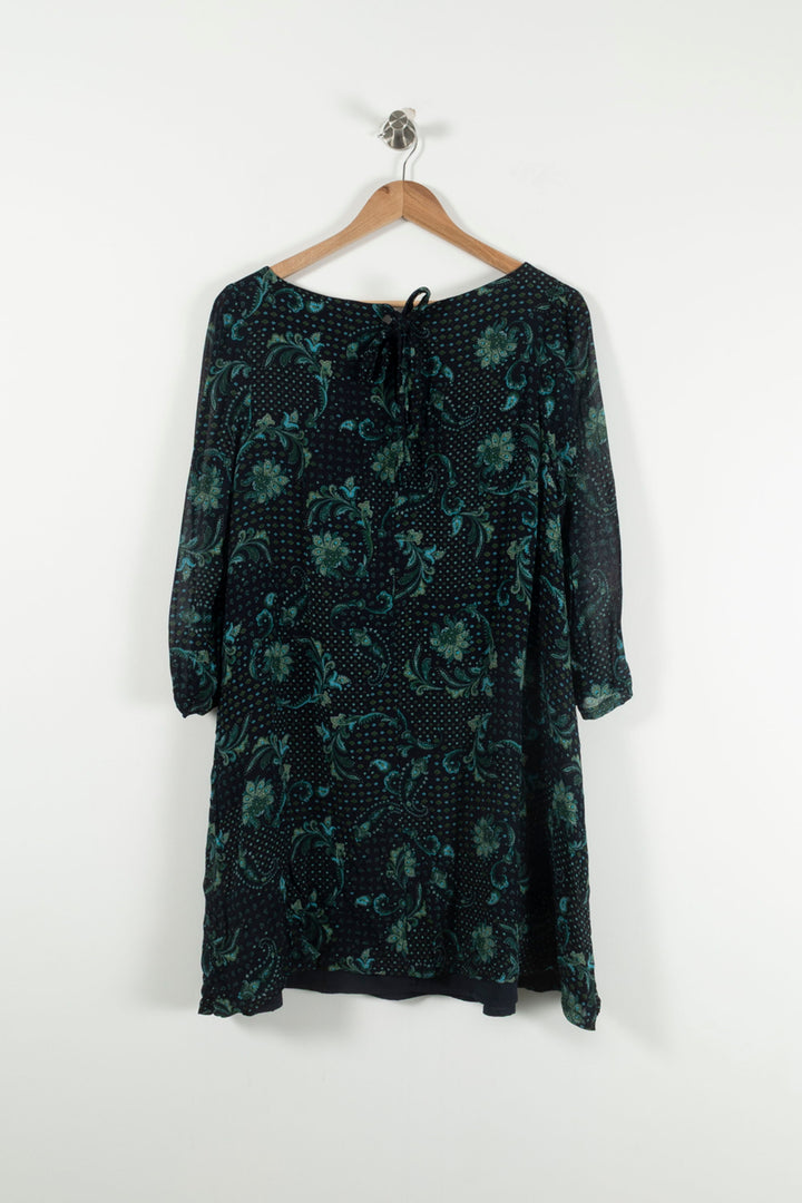 Robe Fleurie Verte et Noire - Taille L/40 de la marque Claudie Pierlot | PARAD90469 - Vendu par Paradigme - Image 4