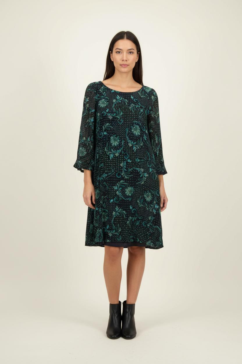 Robe Fleurie Verte et Noire - Taille L/40 de la marque Claudie Pierlot | PARAD90469 - Vendu par Paradigme - Image 1